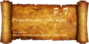 Preszburger Témisz névjegykártya